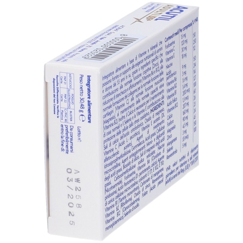 Packaging integro del prodotto Acutil Adulti 55+ Integratore per Forza Fisica e Mentale 24 Compresse Packaging integro del prodotto Acutil Adulti 55+ Integratore per Forza Fisica e Mentale 24 Compresse