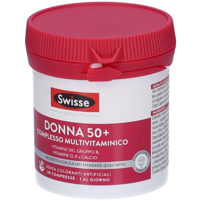 Confezione commerciale diSwisse Donna 50+ Multivitaminico Donne dai 50 Anni 30 Compresse Confezione commerciale diSwisse Donna 50+ Multivitaminico Donne dai 50 Anni 30 Compresse