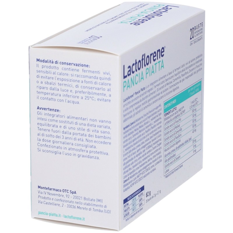 Packaging integro del prodotto Lactoflorene Pancia Piatta Fermenti Lattici 20 Bustine