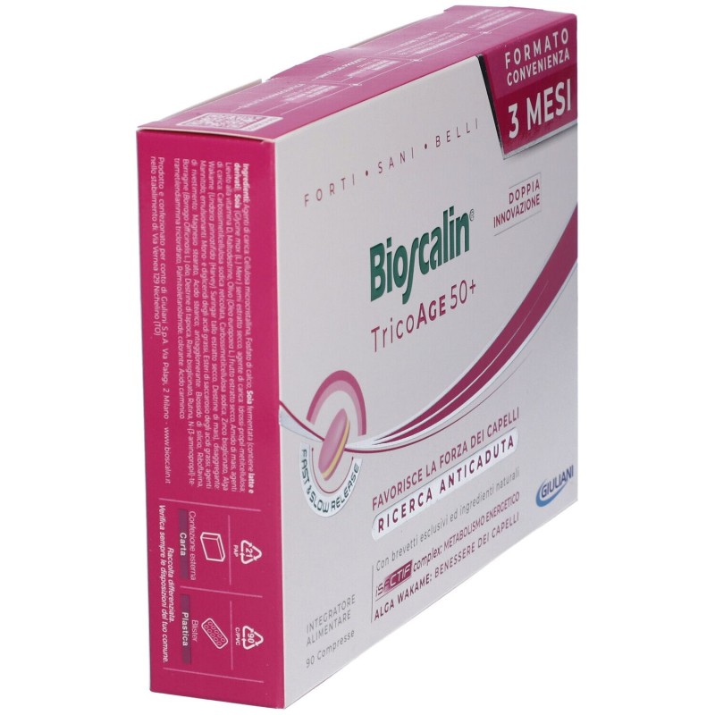 Aspetto del prodotto Bioscalin TricoAge 50+ Integratore Anticaduta Capelli Confezione Tripla 90 Compresse Aspetto del prodotto Bioscalin TricoAge 50+ Integratore Anticaduta Capelli Confezione Tripla 90 Compresse