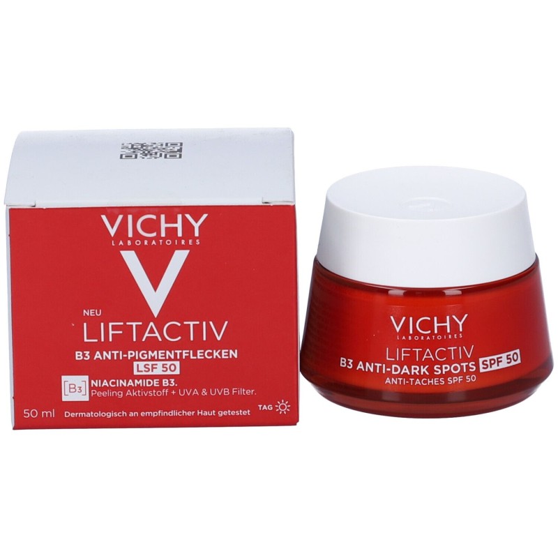 Foto illustrativa del packaging di Vichy Liftactiv B3 Anti Dark Spots Crema Antimacchie SPF50 50ml