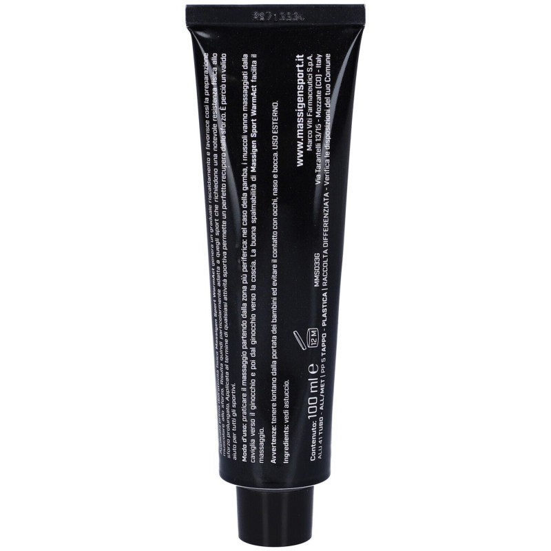 Confezione commerciale diMarco Viti Massigen Sport Warm Act Crema Preparazione Muscoli 100ml Confezione commerciale diMarco Viti Massigen Sport Warm Act Crema Preparazione Muscoli 100ml