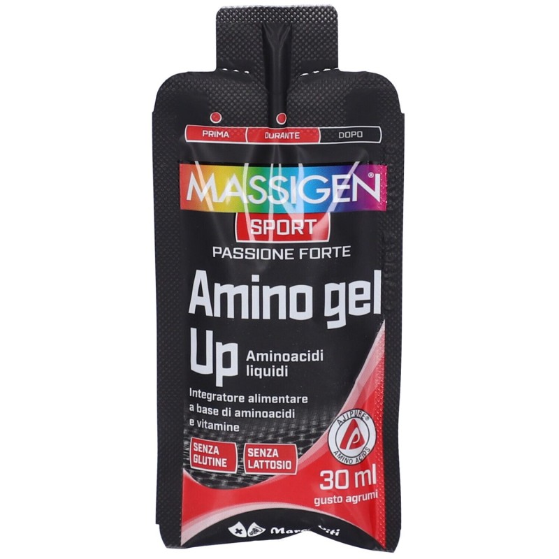 Dettaglio del packaging di Marco Viti Massigen Sport Amino Gel Up Integratore di Aminoacidi 30ml Dettaglio del packaging di Marco Viti Massigen Sport Amino Gel Up Integratore di Aminoacidi 30ml