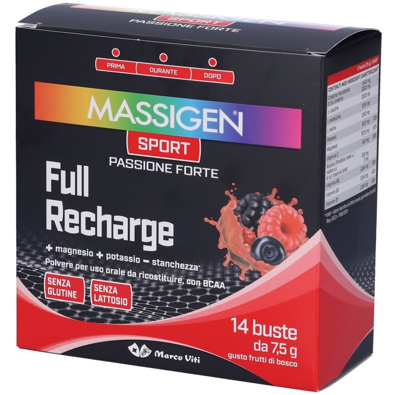 Immagine reale di Marco Viti Massigen Sport Full Recharge Integratore Energizzante 14 Bustine da 7,5g Immagine reale di Marco Viti Massigen Sport Full Recharge Integratore Energizzante 14 Bustine da 7,5g