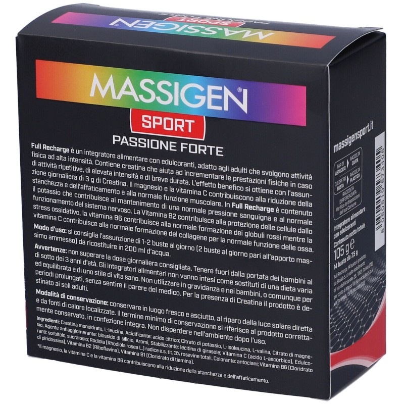 Primo piano di Marco Viti Massigen Sport Full Recharge Integratore Energizzante 14 Bustine da 7,5g Primo piano di Marco Viti Massigen Sport Full Recharge Integratore Energizzante 14 Bustine da 7,5g