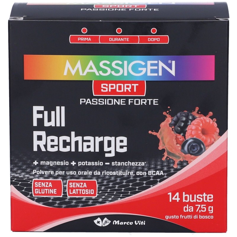 Presentazione grafica di Marco Viti Massigen Sport Full Recharge Integratore Energizzante 14 Bustine da 7,5g Presentazione grafica di Marco Viti Massigen Sport Full Recharge Integratore Energizzante 14 Bustine da 7,5g