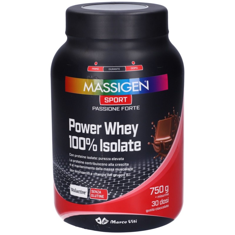 Pack ufficiale del prodotto Marco Viti Massigen Sport Power Whey Isolate Integratore di Proteine Gusto Cioccolato 750g Pack ufficiale del prodotto Marco Viti Massigen Sport Power Whey Isolate Integratore di Proteine Gusto Cioccolato 750g