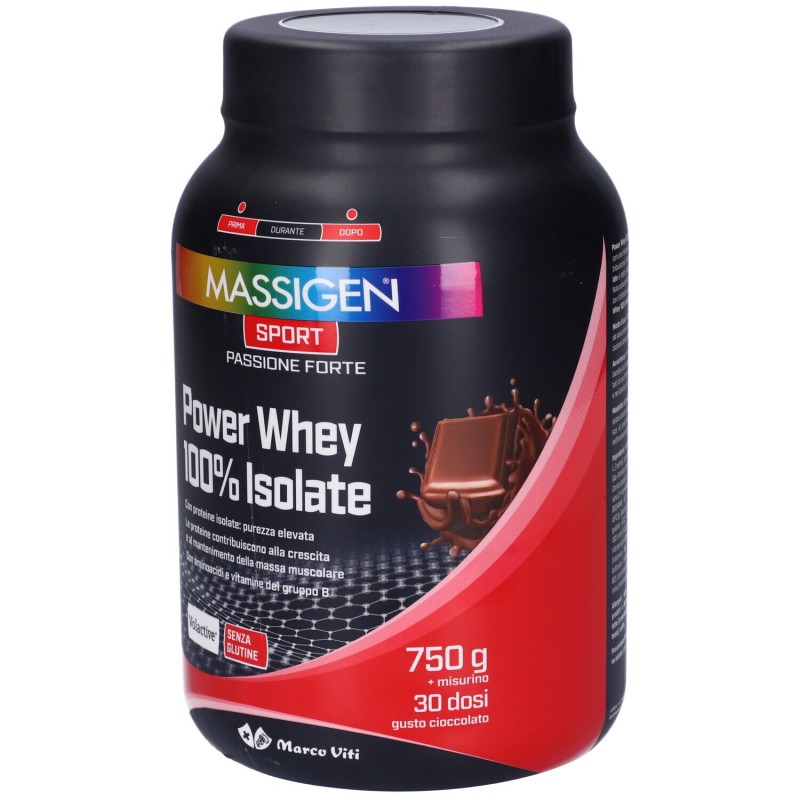 Packaging del prodotto Marco Viti Massigen Sport Power Whey Isolate Integratore di Proteine Gusto Cioccolato 750g Packaging del prodotto Marco Viti Massigen Sport Power Whey Isolate Integratore di Proteine Gusto Cioccolato 750g