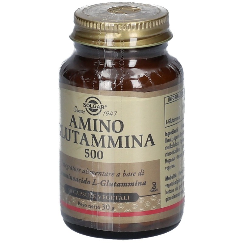 Dettaglio del packaging di AMINO GLUTAMMINA 500 50 CAPSULE VEGETALI
