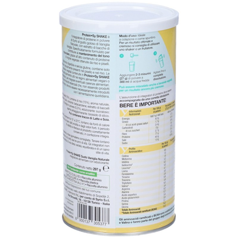 Pack ufficiale del prodotto Protein-Sy Shake Vaniglia per Mantenimento Tono Muscolare 297 g Pack ufficiale del prodotto Protein-Sy Shake Vaniglia per Mantenimento Tono Muscolare 297 g