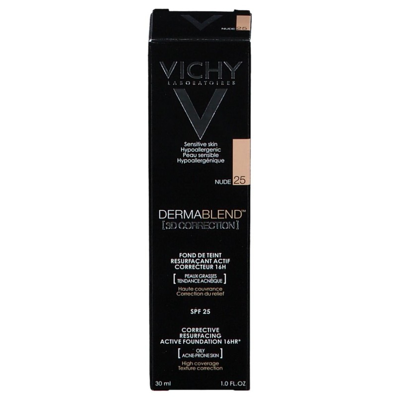 Primo piano di Vichy Dermablend 3D Correction N 25 Nude Fondotinta Levigante 30ml