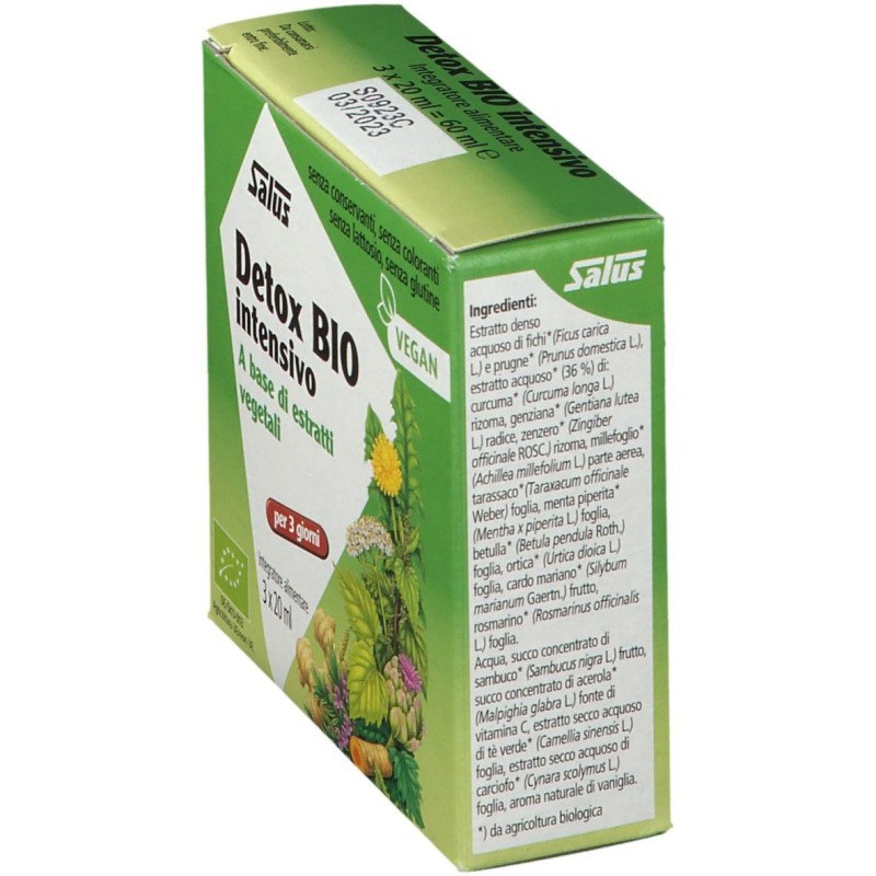 Packaging integro del prodotto Salus Detox Bio Intensivo Integratore Depurativo 3 Flaconi x 20ml Packaging integro del prodotto Salus Detox Bio Intensivo Integratore Depurativo 3 Flaconi x 20ml