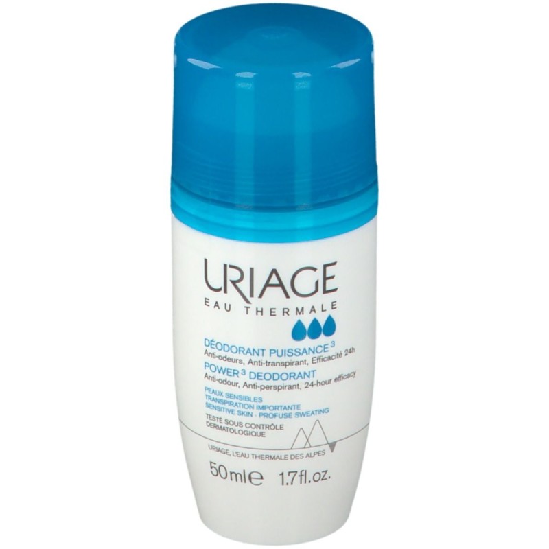 Dettaglio del packaging di Uriage Deo Power3 Roll On per Traspirazione Intensa 50ml Dettaglio del packaging di Uriage Deo Power3 Roll On per Traspirazione Intensa 50ml