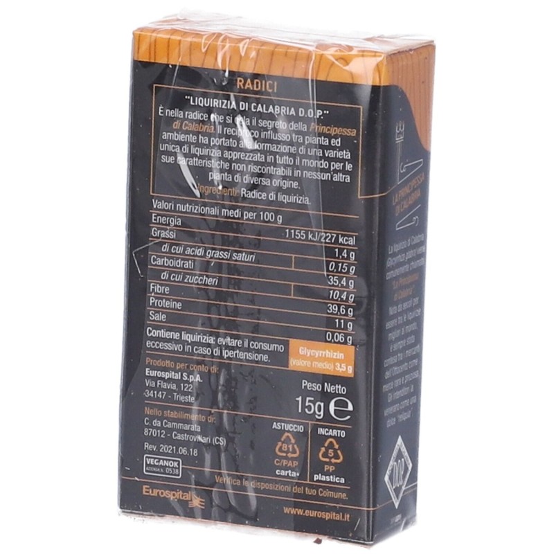 Aspetto del prodotto Radici di liquirizia di Calabria D.O.P. per Benessere 15 g Aspetto del prodotto Radici di liquirizia di Calabria D.O.P. per Benessere 15 g
