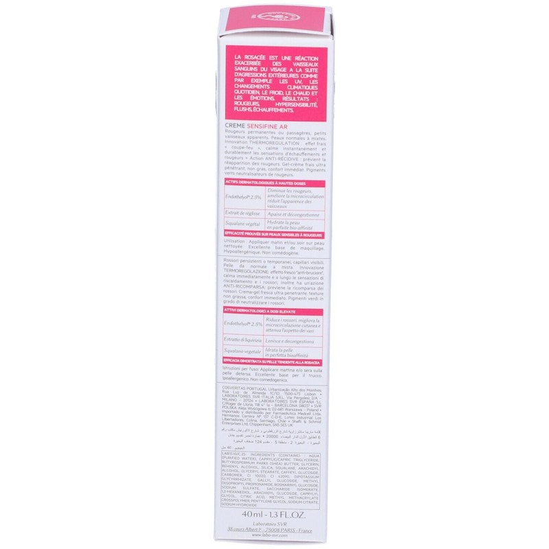 Dettaglio del packaging di SVR Sensifine AR Gel Crema Anti Rossori 40 ml Dettaglio del packaging di SVR Sensifine AR Gel Crema Anti Rossori 40 ml