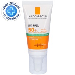 Presentazione grafica di La Roche Posay Anthelios Gel Crema Solare Tocco Secco Viso SPF50+ Pelle Grassa 50ml