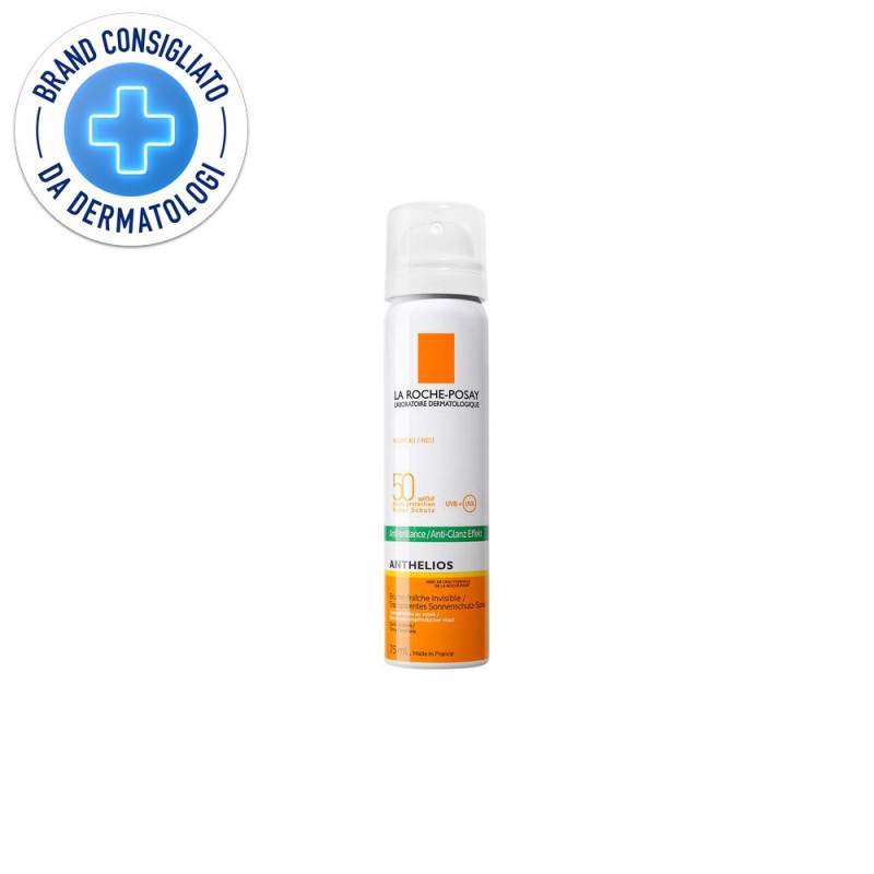 Primo piano di La Roche Posay Anthelios Spray Solare Fresco Invisibile Viso SPF50 Pelle Grassa 75ml Primo piano di La Roche Posay Anthelios Spray Solare Fresco Invisibile Viso SPF50 Pelle Grassa 75ml