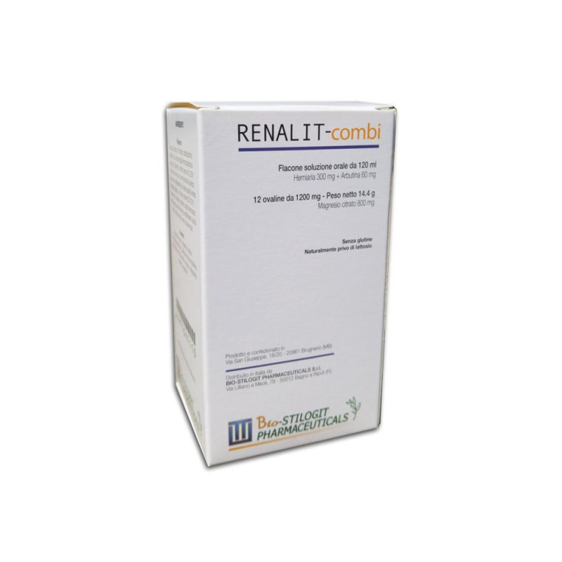 Confezione commerciale diRenalit Combi Integratore per Vie Urinarie Sciroppo 120ml e 12 Compresse Confezione commerciale diRenalit Combi Integratore per Vie Urinarie Sciroppo 120ml e 12 Compresse