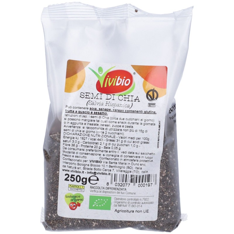 Confezione commerciale diBiotobio Semi Di Chia Integratore per Intestino 250g Confezione commerciale diBiotobio Semi Di Chia Integratore per Intestino 250g