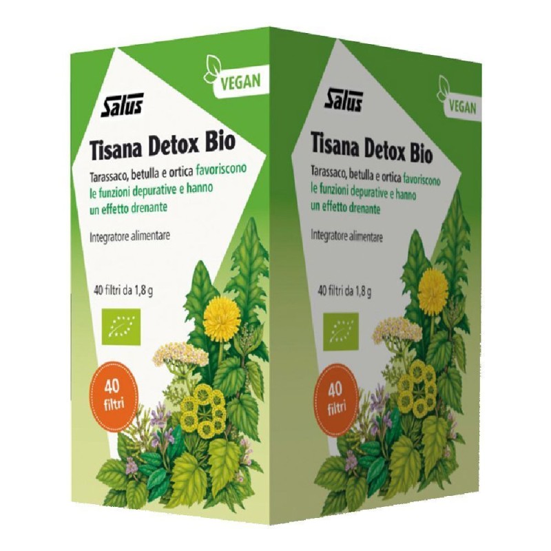 Pack ufficiale del prodotto Salus Detox Bio Integratore per Drenare Tisana 40 Filtri Pack ufficiale del prodotto Salus Detox Bio Integratore per Drenare Tisana 40 Filtri