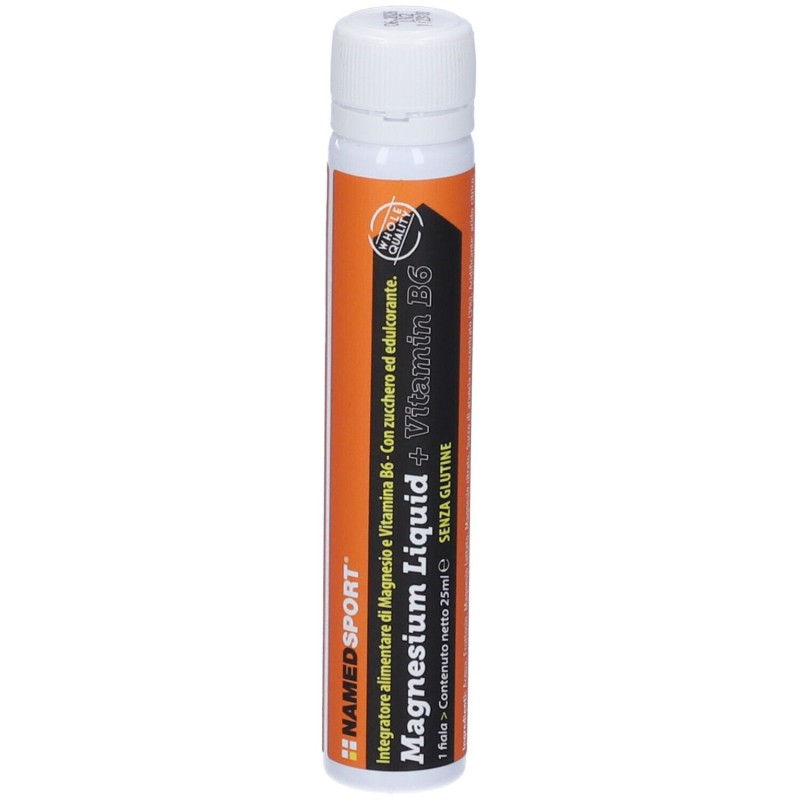 Foto illustrativa del packaging di Named Magnesium Liquid+Vitamin B6 Integratore per Sportivi 25ml Foto illustrativa del packaging di Named Magnesium Liquid+Vitamin B6 Integratore per Sportivi 25ml