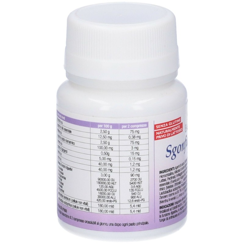 Scatola originale del prodotto Sgonfiapancia per Digestione e Gonfiore 20 Compresse Orosolubili Scatola originale del prodotto Sgonfiapancia per Digestione e Gonfiore 20 Compresse Orosolubili