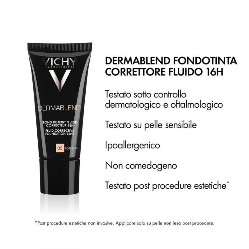 Dettaglio del packaging di Vichy Dermablend Fondotinta Fluido N.30 Beige 30ml