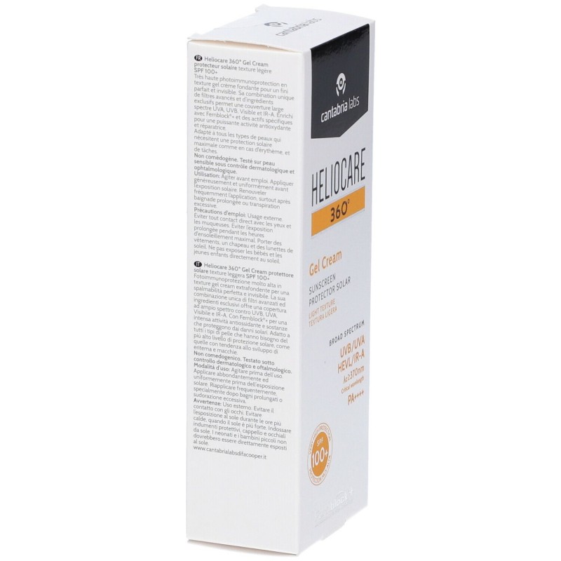 Scatola originale del prodotto Heliocare 360 Gel Crema Protezione Solare 100+ 50ml Scatola originale del prodotto Heliocare 360 Gel Crema Protezione Solare 100+ 50ml