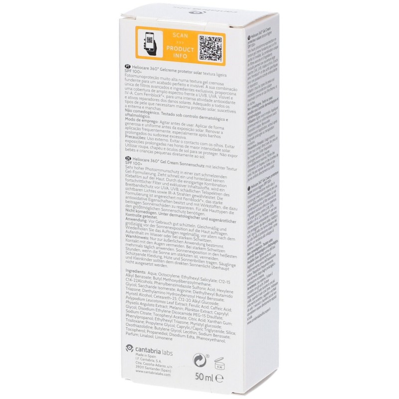 Packaging integro del prodotto Heliocare 360 Gel Crema Protezione Solare 100+ 50ml Packaging integro del prodotto Heliocare 360 Gel Crema Protezione Solare 100+ 50ml