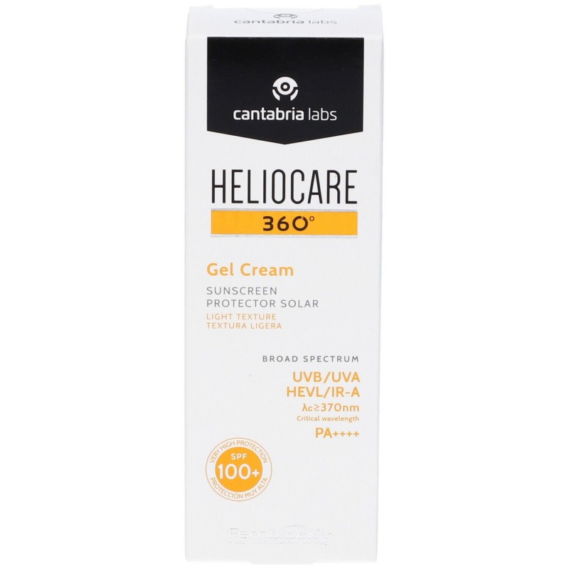 Confezione commerciale diHeliocare 360 Gel Crema Protezione Solare 100+ 50ml Confezione commerciale diHeliocare 360 Gel Crema Protezione Solare 100+ 50ml