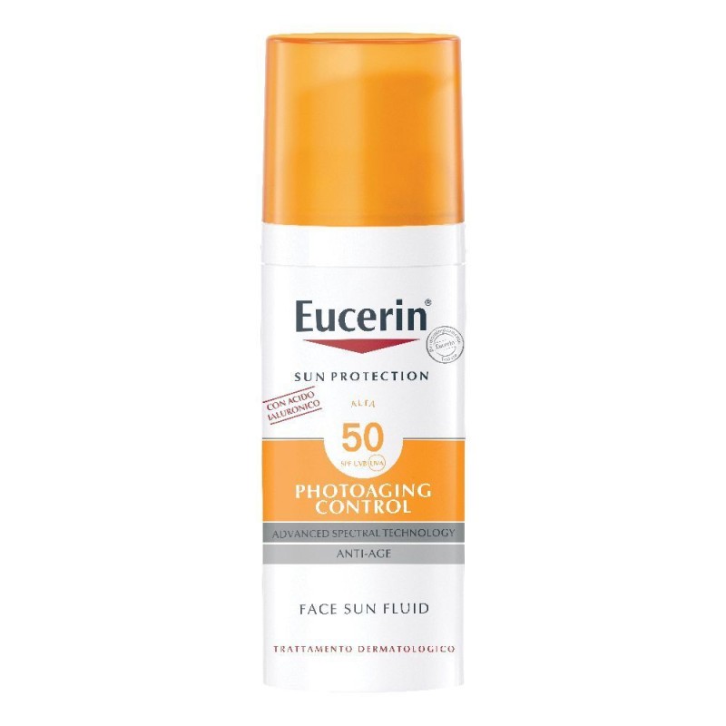 Vista del prodotto Eucerin Sun Fluid Anti Age Crema Solare SPF50+ 50ml Vista del prodotto Eucerin Sun Fluid Anti Age Crema Solare SPF50+ 50ml