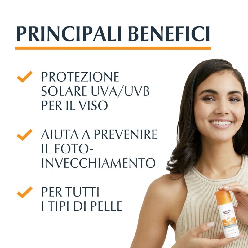 Presentazione grafica di Eucerin Sun Fluid Anti Age Crema Solare SPF50+ 50ml Presentazione grafica di Eucerin Sun Fluid Anti Age Crema Solare SPF50+ 50ml