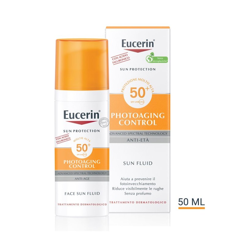 Foto esplicativa di Eucerin Sun Fluid Anti Age Crema Solare SPF50+ 50ml Foto esplicativa di Eucerin Sun Fluid Anti Age Crema Solare SPF50+ 50ml