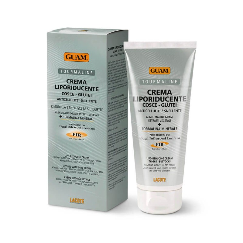Primo piano di Guam Tourmaline Crema Liporiducente FIR 200ml Trattamento Anticellulite Cosce e Glutei