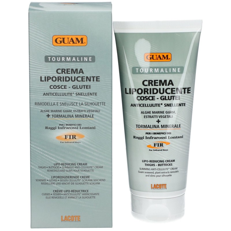 Confezione sigillata di Guam Tourmaline Crema Liporiducente FIR 200ml Trattamento Anticellulite Cosce e Glutei