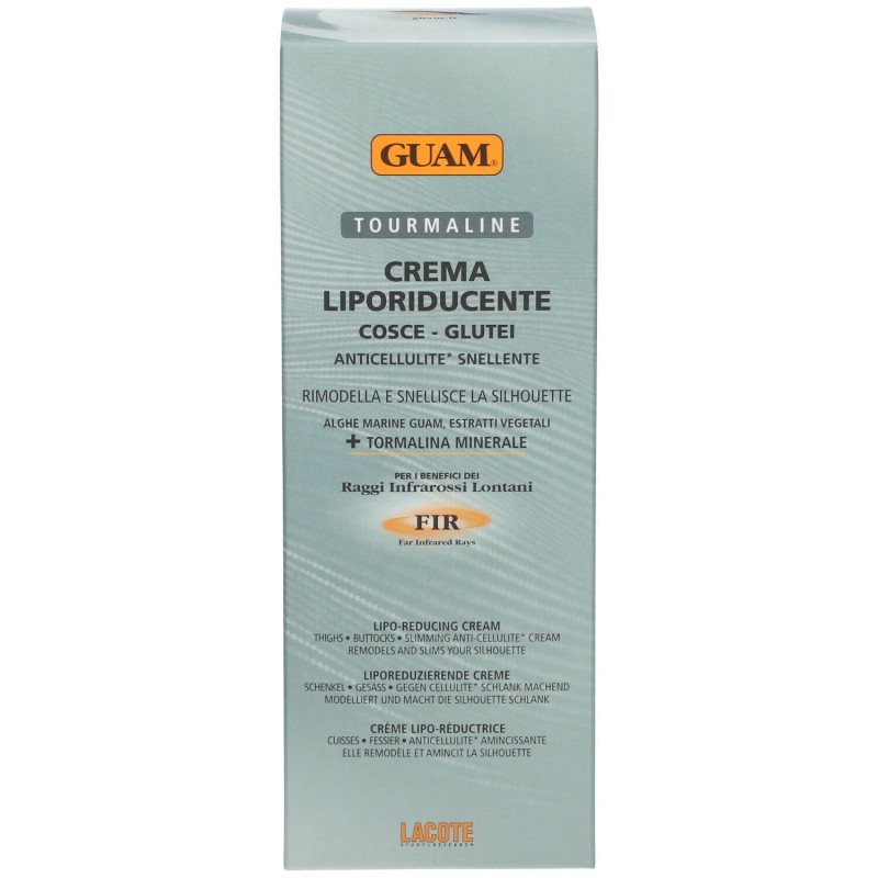 Pack ufficiale del prodotto Guam Tourmaline Crema Liporiducente FIR 200ml Trattamento Anticellulite Cosce e Glutei