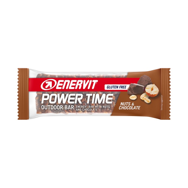 Primo piano di Enervit Power Time Barretta Energetica Nocciole Cioccolato 30g Primo piano di Enervit Power Time Barretta Energetica Nocciole Cioccolato 30g