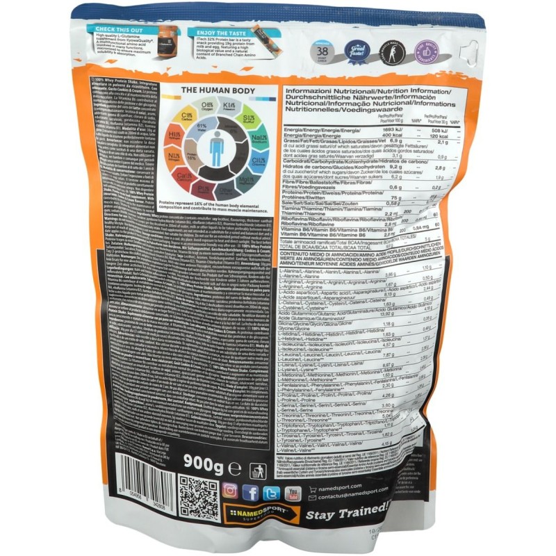 Scatola integra del prodotto 100% Whey Protein Shake Cookies & Cream per Crescita Muscolare 900 g Scatola integra del prodotto 100% Whey Protein Shake Cookies & Cream per Crescita Muscolare 900 g