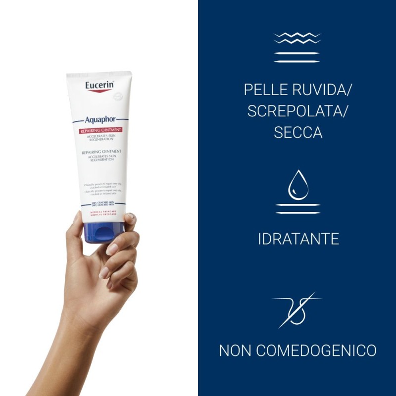 Presentazione grafica di Eucerin Aquaphor Trattamento Riparatore Pelli Danneggiate 200ml Presentazione grafica di Eucerin Aquaphor Trattamento Riparatore Pelli Danneggiate 200ml