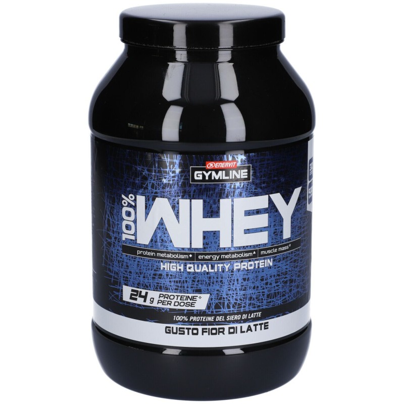 Primo piano di Enervit Gymline 100% Whey Proteine Sportivi Gusto Fior di Latte 900g Primo piano di Enervit Gymline 100% Whey Proteine Sportivi Gusto Fior di Latte 900g
