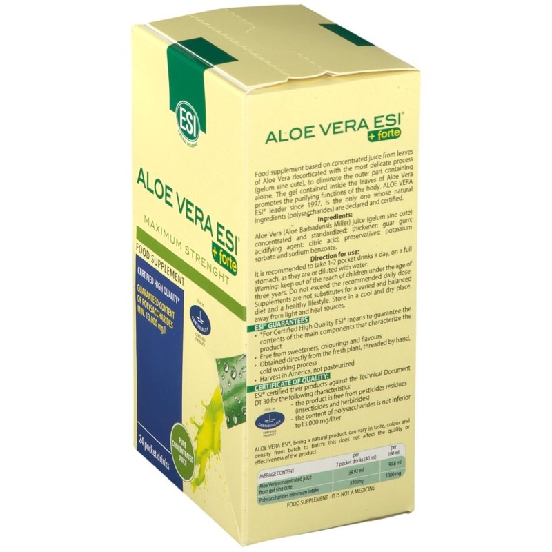 Packaging del prodotto ESI Aloe Vera Succo +Forte Pocket Drink 24 Bustine