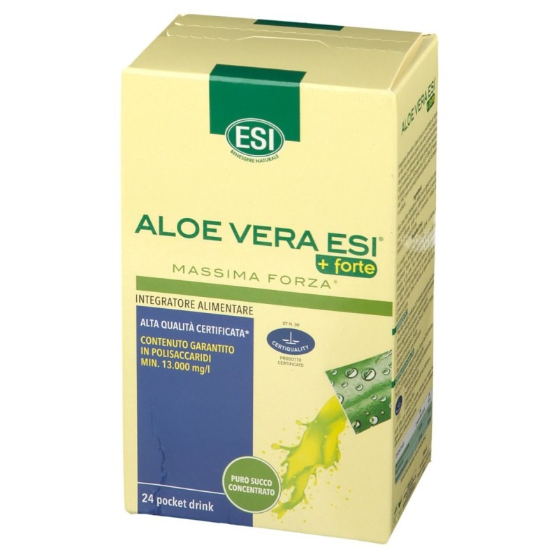 Scatola originale del prodotto ESI Aloe Vera Succo +Forte Pocket Drink 24 Bustine