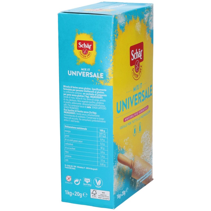 Foto ravvicinata di Schär Mix It Universale per Intolleranze 1020g Foto ravvicinata di Schär Mix It Universale per Intolleranze 1020g