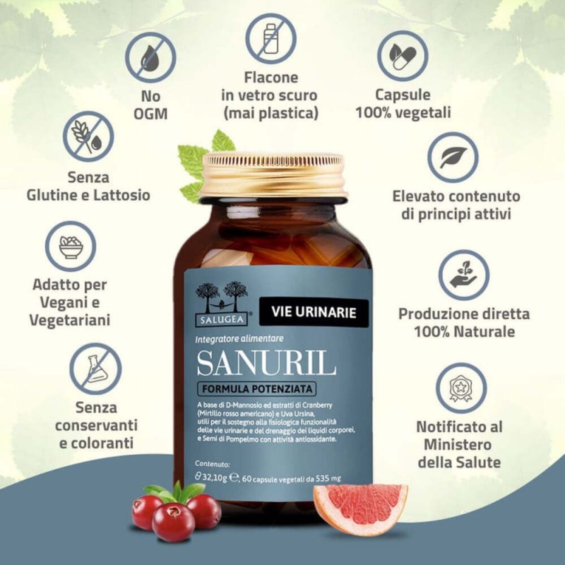 Aspetto del prodotto Sanuril Formula Potenziata Integratore Antiossidante 60 Capsule