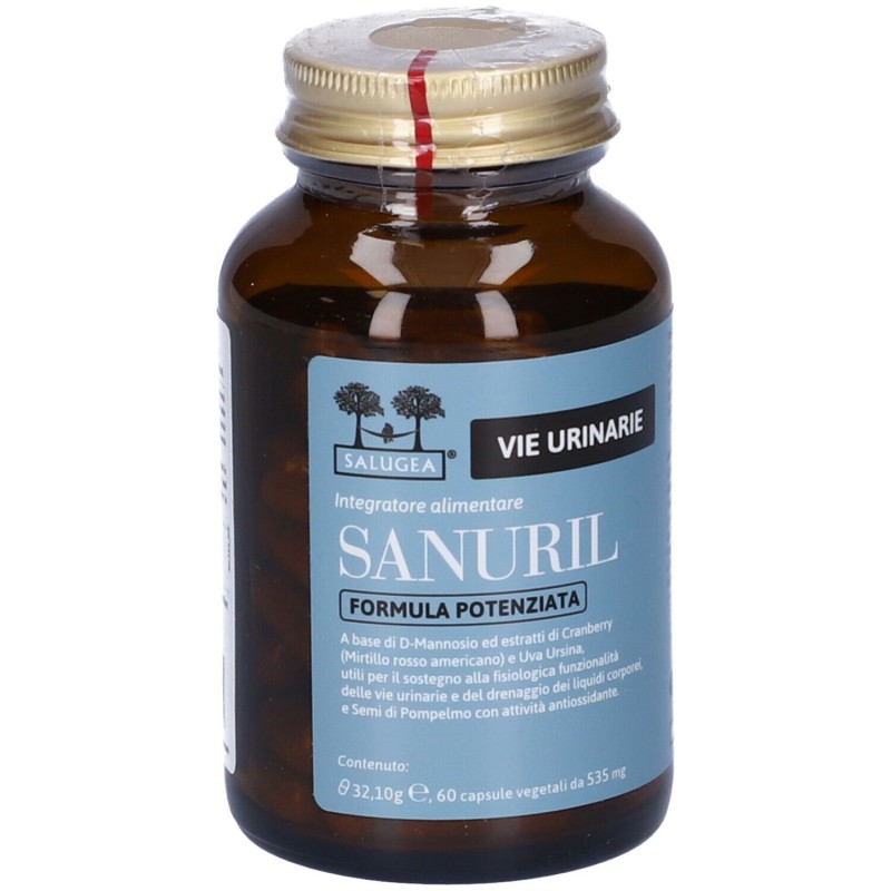 Foto illustrativa del packaging di Sanuril Formula Potenziata Integratore Antiossidante 60 Capsule