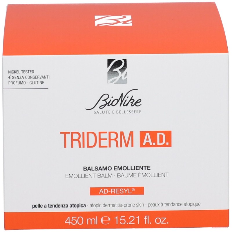 Pack ufficiale del prodotto Bionike Triderm AD Balsamo Emolliente per Pelle Atopica 450ml Pack ufficiale del prodotto Bionike Triderm AD Balsamo Emolliente per Pelle Atopica 450ml