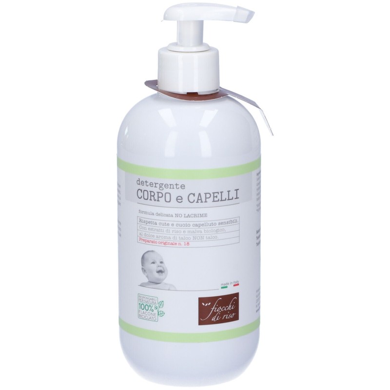 Aspetto del prodotto Fiocchi di Riso Detergente Corpo e Capelli Talco per Bambini 400ml Aspetto del prodotto Fiocchi di Riso Detergente Corpo e Capelli Talco per Bambini 400ml