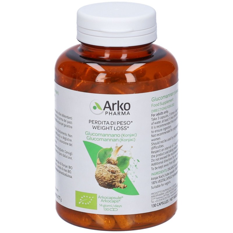 Scatola integra del prodotto Arkocapsule Glucomannano Integratore per Controllo della Fame 130 Capsule