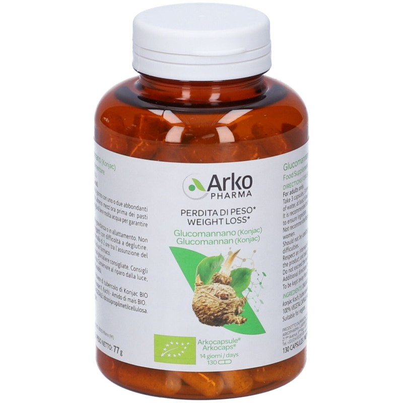 Packaging integro del prodotto Arkocapsule Glucomannano Integratore per Controllo della Fame 130 Capsule