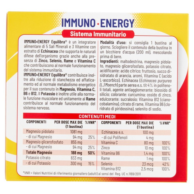 Scatola integra del prodotto Equilibra Immuno Energy Potassio & Magnesio Sistema Immunitario 14 Bustine Scatola integra del prodotto Equilibra Immuno Energy Potassio & Magnesio Sistema Immunitario 14 Bustine